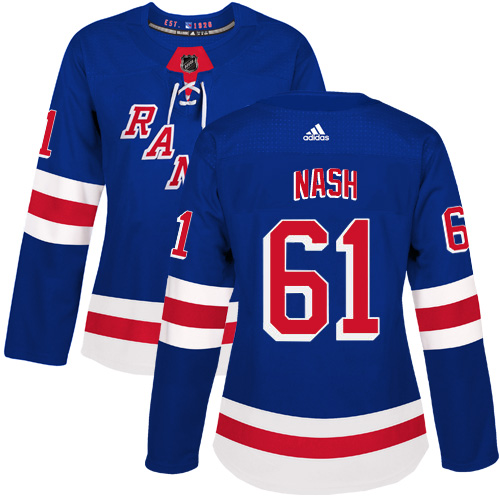 Adidas New York Rangers 61 Rick Nash Royal Blue Home Authentic Women Stitched NHL Jersey